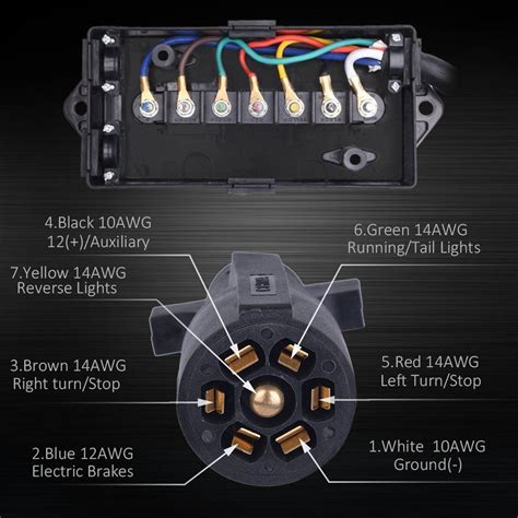 seven way trailer junction box wiring diagram|7 wire trailer terminal block.